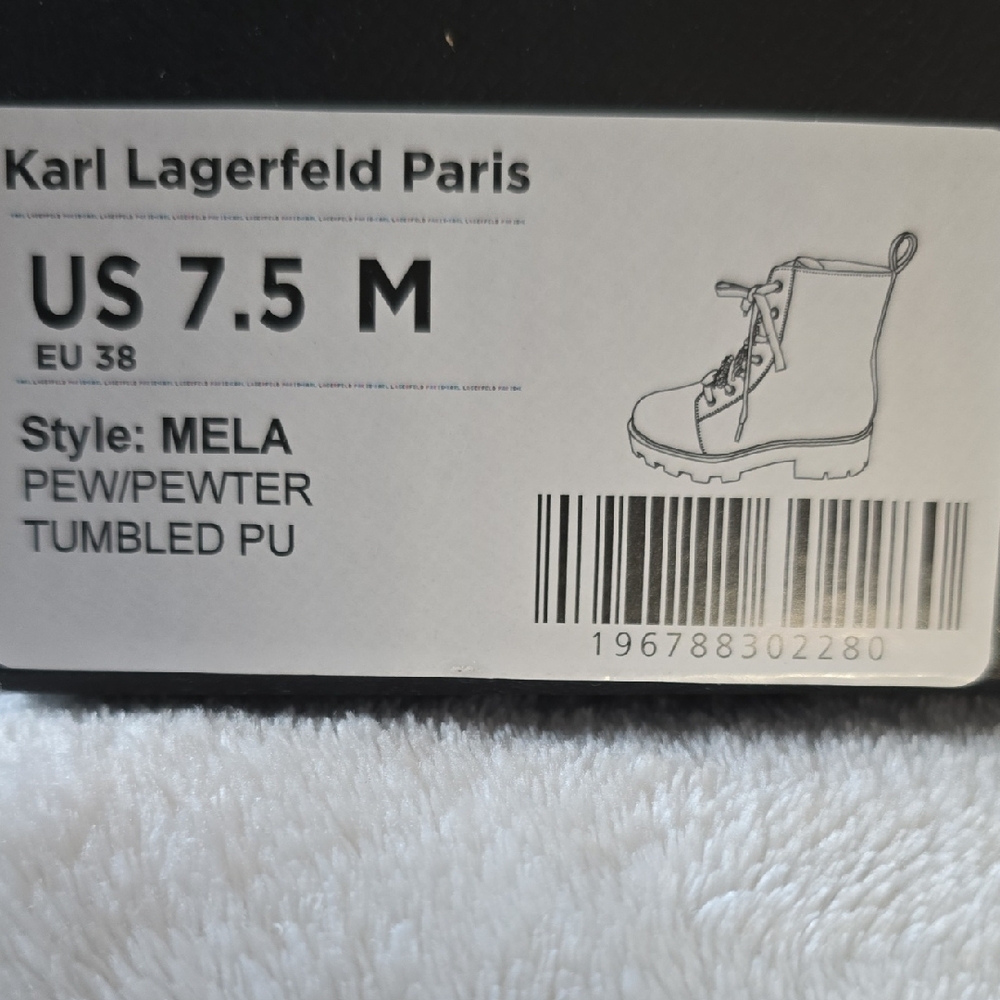 Karl Lagerfeld Paris Metallic Silver Boots with Simmering Chain Accents - Picture 3 of 13
